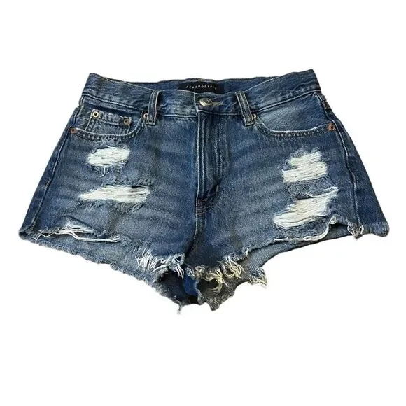 Aeropostale Distressed High Rise Denim Shorts - Picture 2 of 10